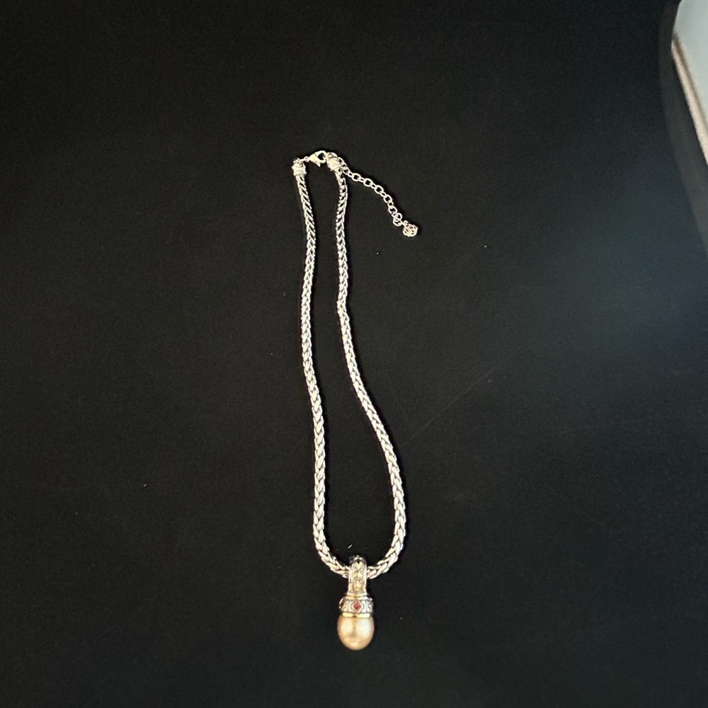 Rope Chain Necklace with Champagne Pearl Drop